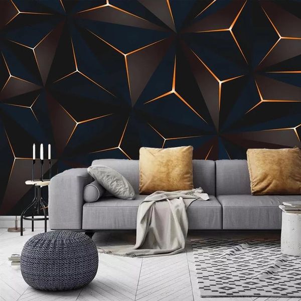 

custom 3d self adhesive wallpaper mural modern golden lines abstract geometric living room tv background wall canvas painting wallpapers