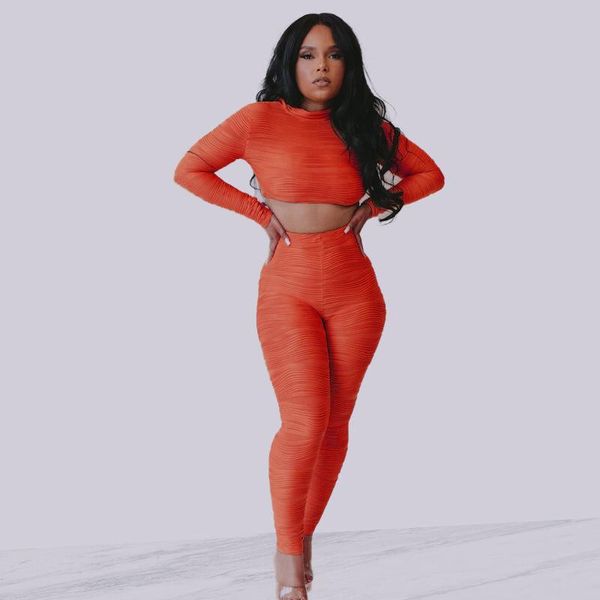 

women's two piece pants ruched crop women 2 set o collar full sleeve suit 2021 knitted sets, White