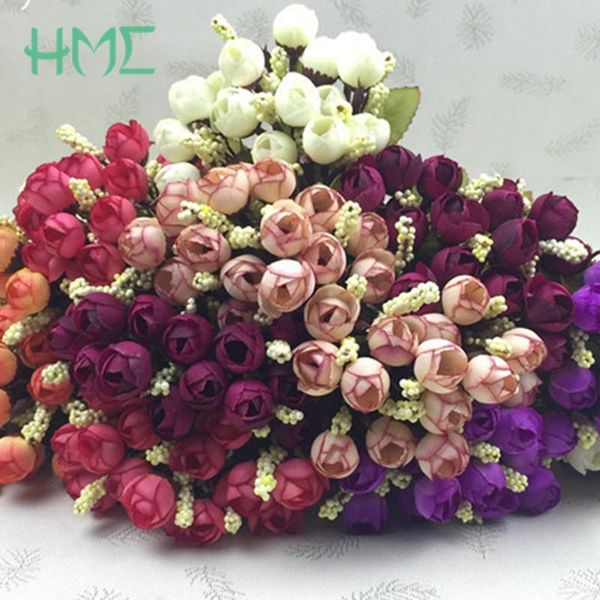 

decorative flowers & wreaths 15 heads/bouquet small bud roses bract simulation silk rose home decorations for wedding