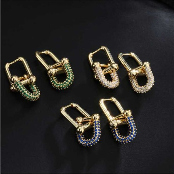 

dangle & chandelier women's zircon geometric u-shaped earrings, Silver