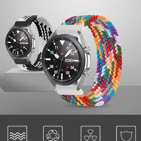 

watch bands 20mm strap for samsung galaxy 46mm braided solo loop bracelet 22mm, Black;brown