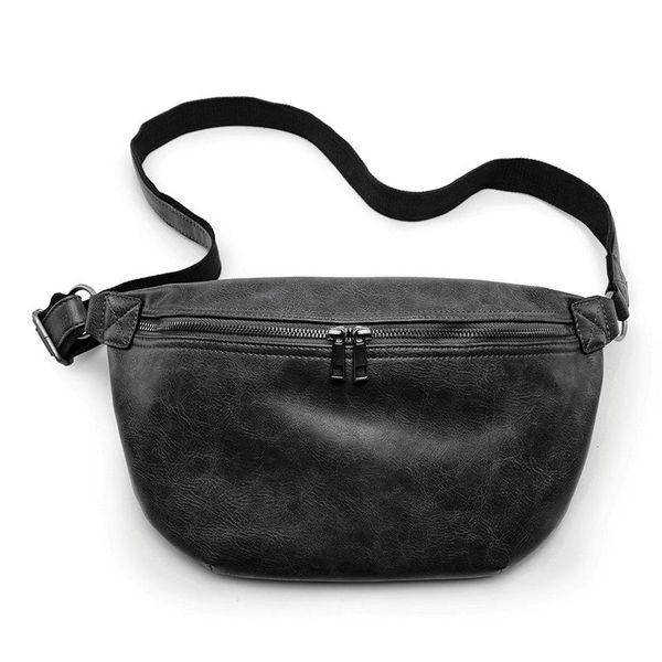

casual pu leather men waist pack wide large sport travel street fanny bag men's crossbody shoulder bags