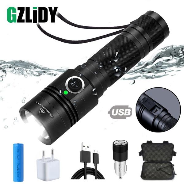 

rechargeable led 4 lighting mode super bright torch use 18650 battery for night lighting, camping, etc. flashlights torches