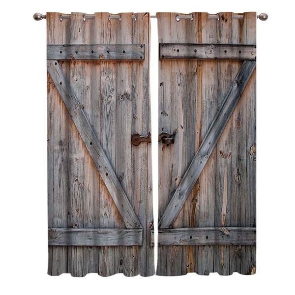 

curtain & drapes wood grain barn door window treatments curtains valance kids room bedroom kitchen treatment home decor