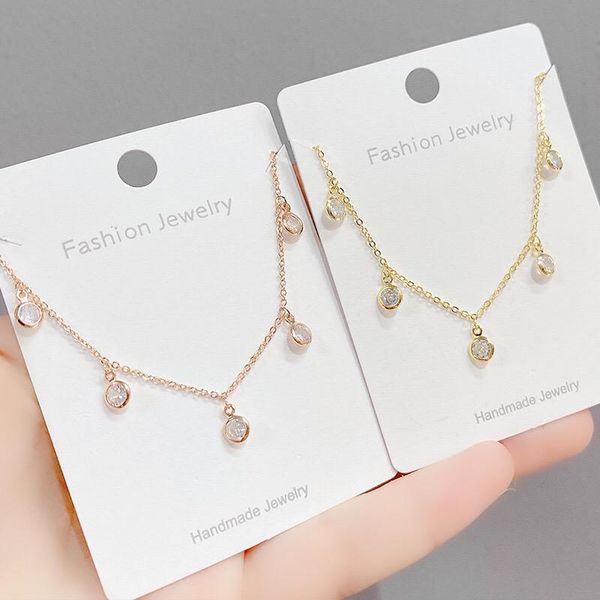 

pendant necklaces 2021 rose gold clavicle chain korean version of simple fashionable temperament tassel drop necklace for women jewelry, Silver