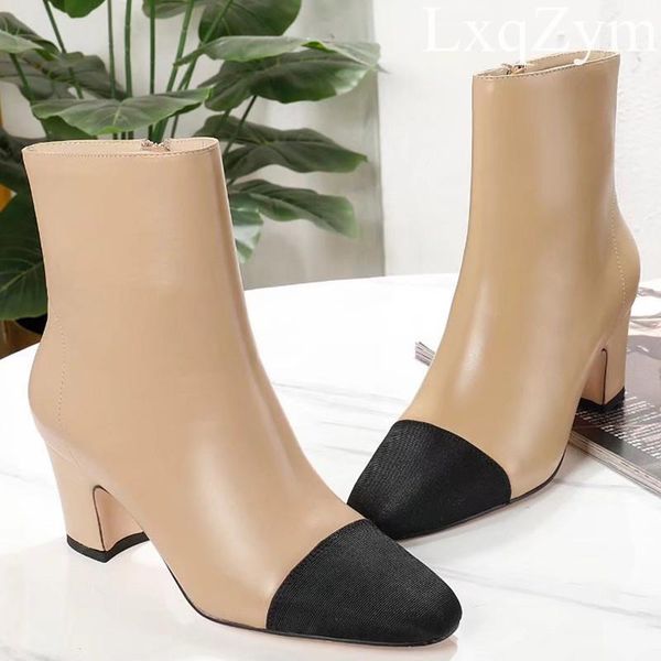 

boots fashion women pointy toe ankle female high heel shoes genuine leather comfortable dress party botas, Black
