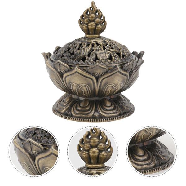 

1pc copper incense holder lotus shaped home censer (light brown) fragrance lamps