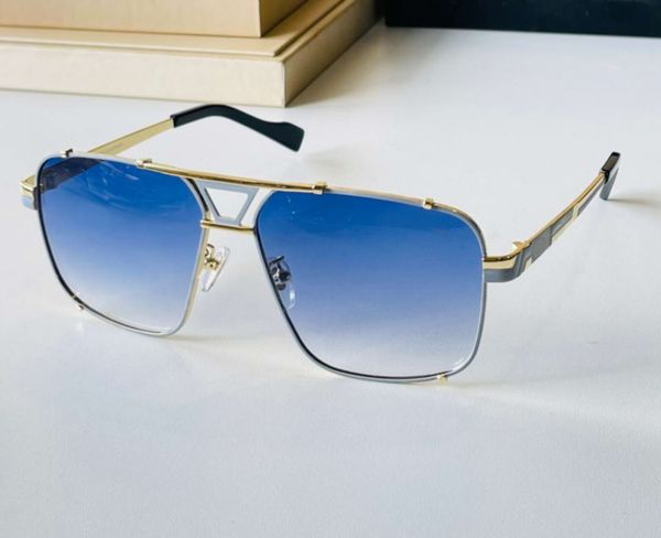 

9099 square sunglasses metal gold frame blue gradient lenses pilot shape look cool sun glasses fashion shades with box, White;black