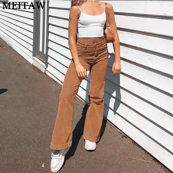 

women's pants & capris 2021 autumn winter brown women casual corduroy trousers ladies skinny high waist y2k sweatpants, Black;white