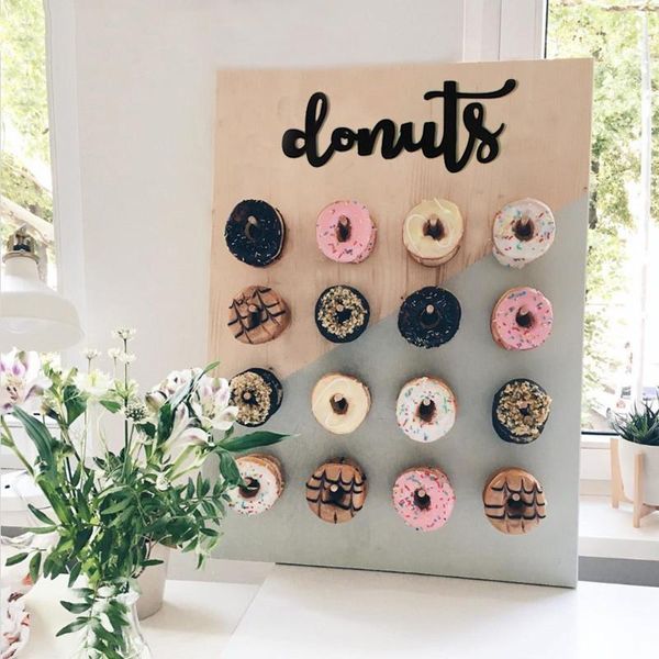 

wooden donut wall holder boards stand balloons wedding decoration kids 1st birthday party supplies baby shower home decor