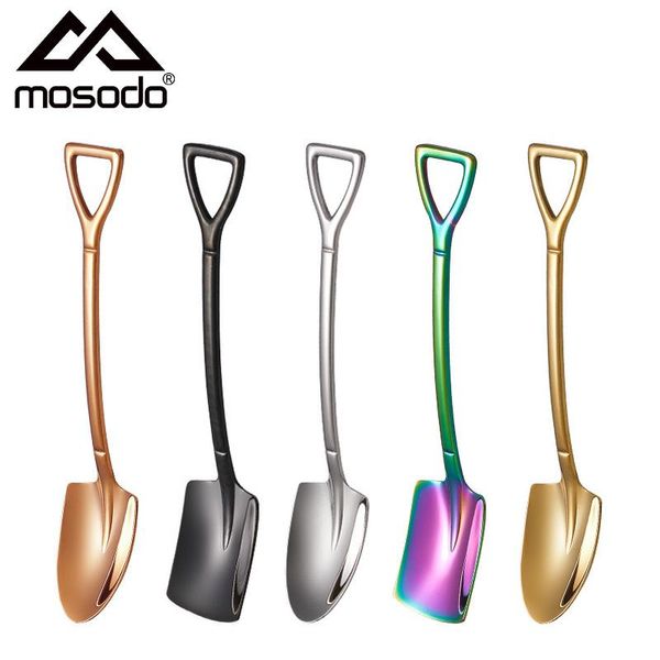 

spoons stainless steel iron flat shovel spoon coffee ice cream engineering retro cute square head kitchen gadget
