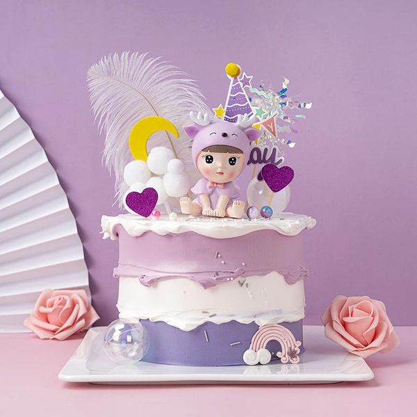 

other festive & party supplies cake er accompanied all the way antler baby resin ornaments shaking head deer boy girl dessert baking dec