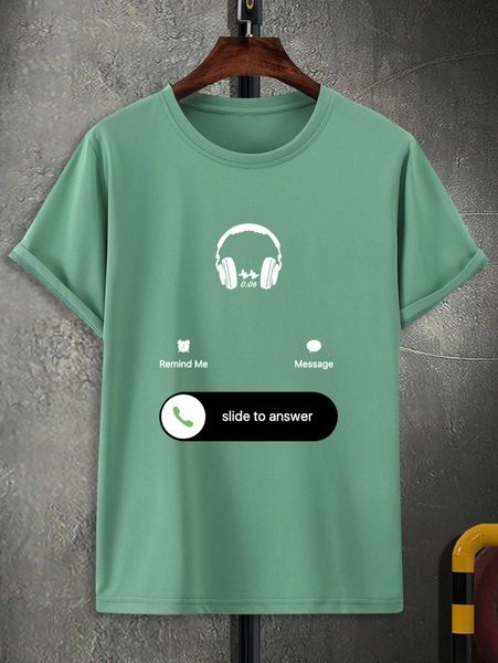 

extended sizes men headphone and letter graphic tee h8re#, White;black