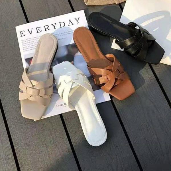 

slippers women flats summer shoes ladies fashion sandals woman footwear casual slides plus size female pu 2021 beach, Black