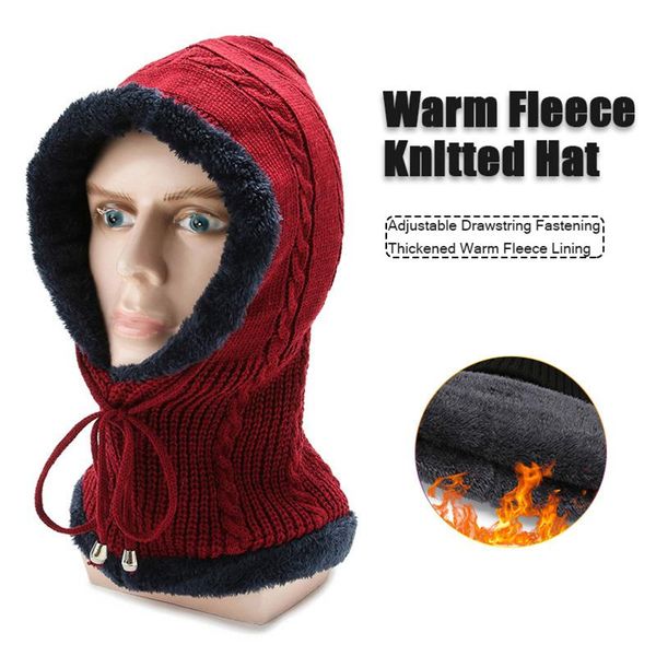 

winter knit hats women thick warm beanies hat men riding outdoor beanie skullies knitted bonnet cap cycling caps & masks, Black