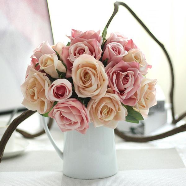 

artificial rose silk flowers real touch for wedding home decor plants decorative & wreaths