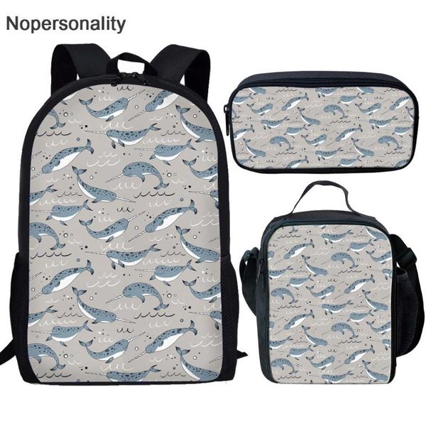 

school bags nopersonality unique narwhal print middle bookbag for girls boys stylish children's bag big capacity kids book