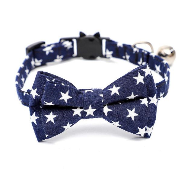 

cat collars & leads stars pattern bowtie collar breakaway with bell and cute pendant star adjustable safety kitten for pet