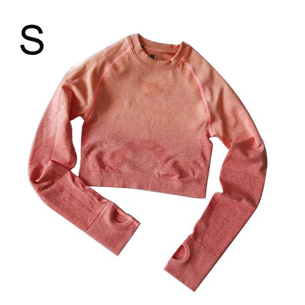 

yoga outfit women crop gradient long sleeve crew neck quick-dry slim sportswear fitness running workout sports tee