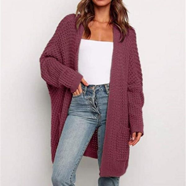 

women's knits & tees 65% droptrendy fashion knit cardigan jacket solid color loose large size sweater, White