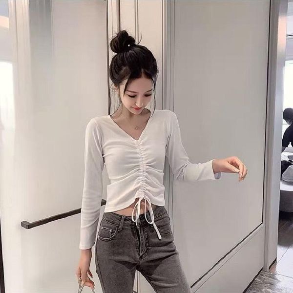 

long sleeve basic t shirt women loose spring tee korean style t-shirt cotton casual tshirt xxxl women's, White