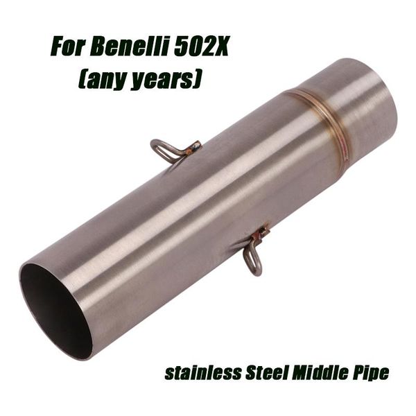 

motorcycle exhaust system stainless link pipe for benelli 502x any years middle tubes connect tail 51mm muffler sliencer