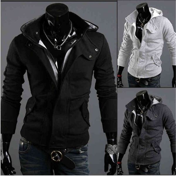 

mens jackets slim hooded sweater trend mens clothing autumn and winter fashion classic hooded jacket large size m-3xl, Black;brown