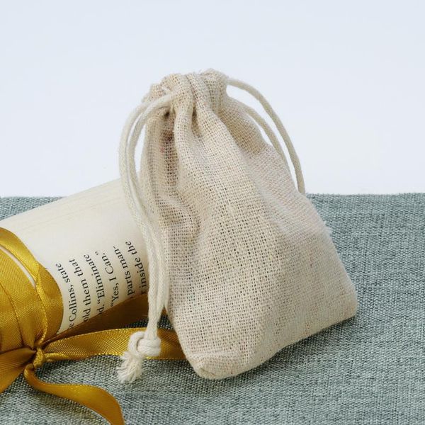 

gift wrap 10pcs linen jute drawstring bags sacks party favors 10 * 14cm