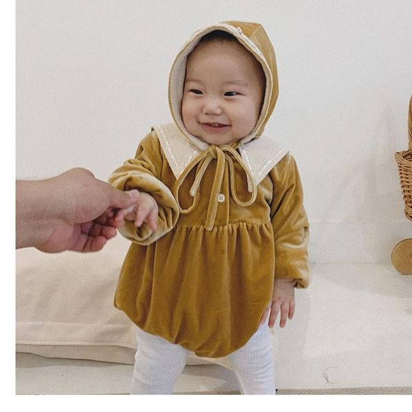 

baby rompers christmas born boys girls jumpsuits children's overalls with cute hat plus velet thickening infant kids outfits, Blue