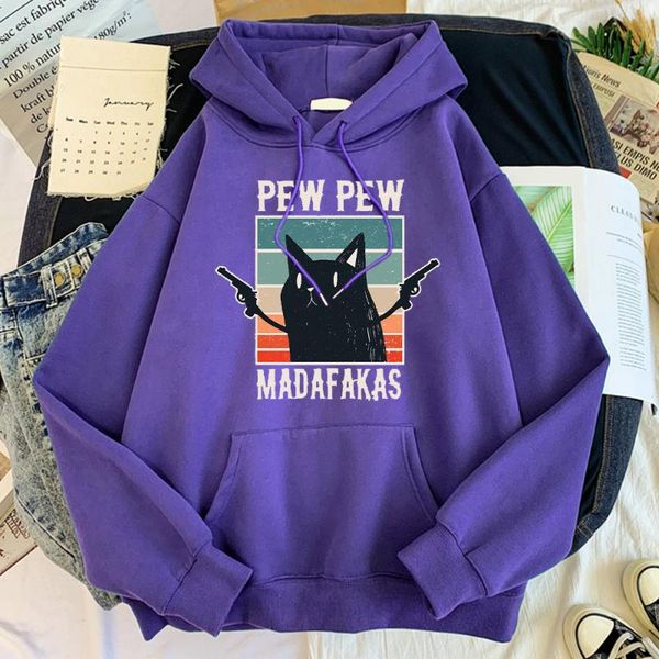 

men's hoodies & sweatshirts double gun cat pew madafakas hoodie mens fleece warm autumn tracksuits fashion casual pullover comfortable, Black