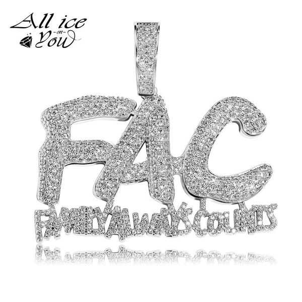 

luxury silvercolor family always counts iced out cubic zirconia pendant necklace hip hop fashion jewelry women gift necklaces, Silver