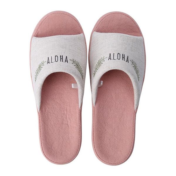 

slippers 2021 summer couple embroider slides cotton women non-slip open toe flat floor ladies home flip flops shoes, Black