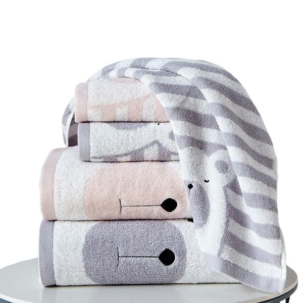 

towel cartoon white bear stripe suites set cotton bath soft absorbent three-piece