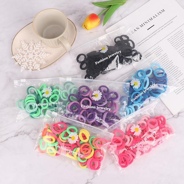 

hair clips 50 pcs/bag children cute candy cartoon solid elastic bands girls lovely srunchies rubber kid accessories
