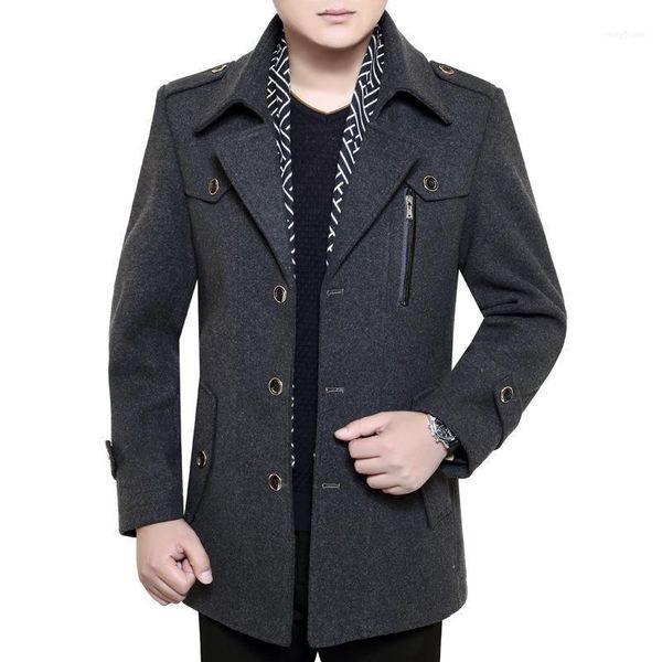 

men's wool & blends winter mens clothing overcoats slim smart casual fashion dress coat clothing1, Black