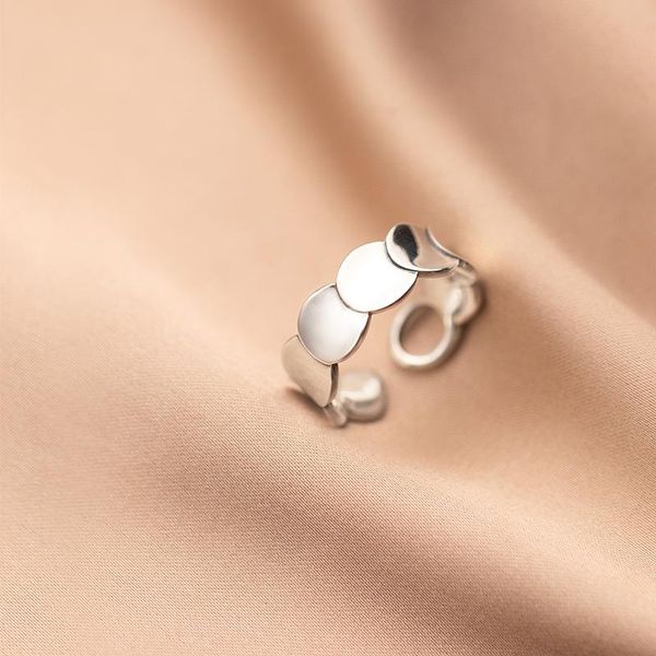 

cluster rings mloveacc 925 sterling silver chic style open ring for women smooth round o face punk bijoux femme, Golden;silver