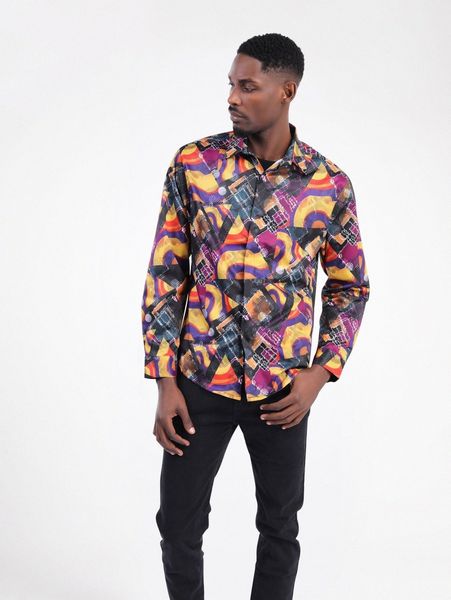 

cloudstyle men geo print shirt a65l#, White;black