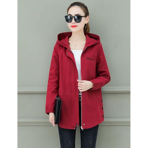 

women's trench coats spring autumn 2021 korean version of loose tooling army green windbreaker ladies long thin coat a447, Tan;black