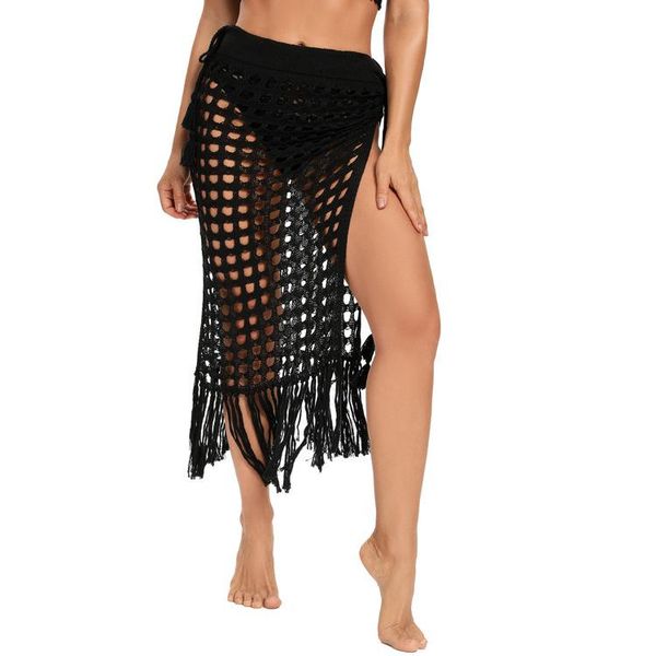 

women's swimwear women sarong beach skirt lace swimsuit cover up crochet bikini wrap solid print, White;black