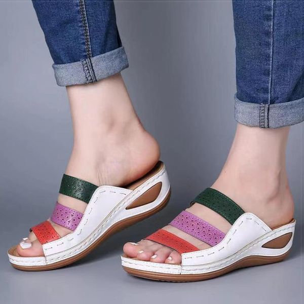 

sandals women summer with heels wedges shoes plus size 43 platform woman casual chaussure femme le13, Black