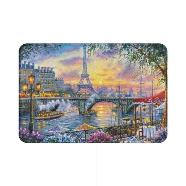 

carpets eiffel tower watercolor 3d pattern home floor decoration living room kitchen bedroom bathroom non slip doormat