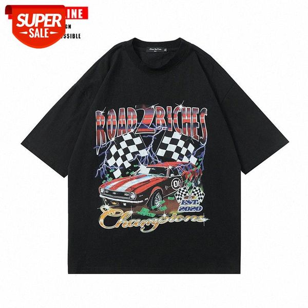 

streetwear men american street fashion men's t-shirt oversize high retro hip-hop loose half-sleeved bottoming for and women #8u4j, White;black