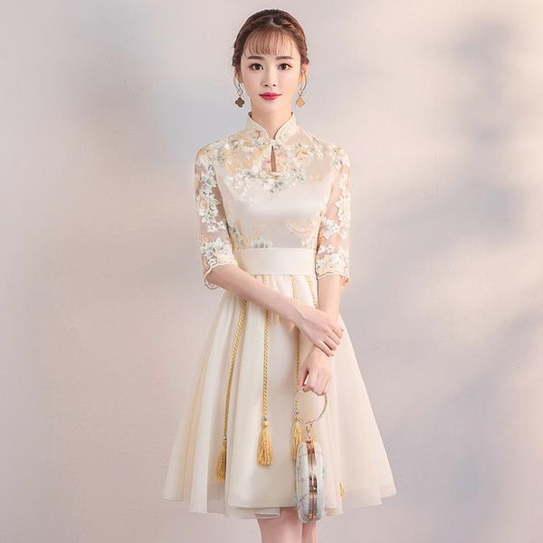 

ethnic clothing noble elegant oriental women cheongsam classic chinese style qipao evening party ladies vestidos exquisite slim robe go, Red