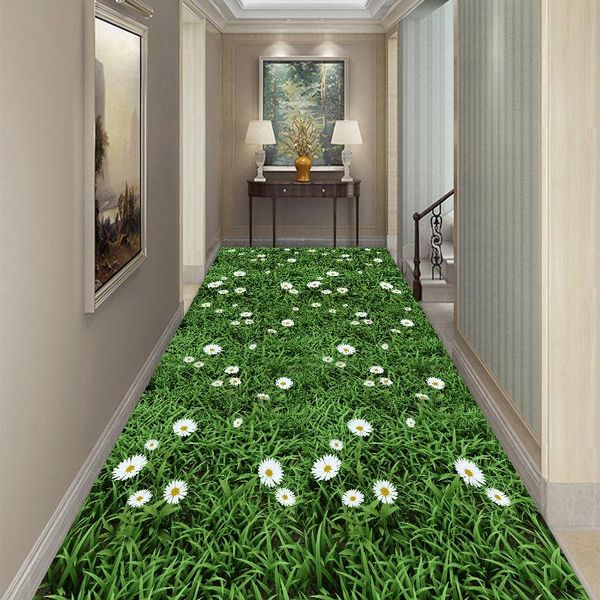 

pastoral grass flower corridor aisle rug crystal velvet non-slip kitchen area indoor doormat bedroom carpet for living room carpets
