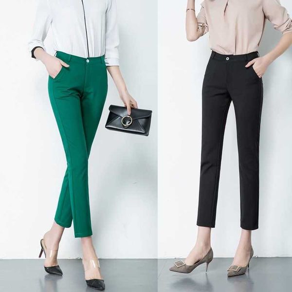 

office lady solid pencil pants women plus size s-4xl fashion ankle-length trousers spring casual slim elastic sweatpants female 211006, Black;white