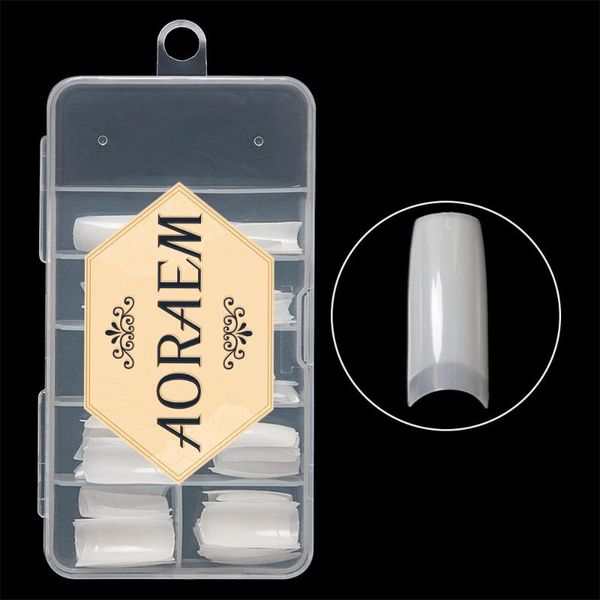 

false nails aoraem french tips natural transparent nail half cover 100pcs with box artificial designs for art, Red;gold