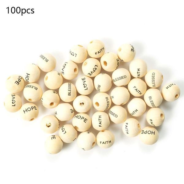 

other 100pcs/lot 16mm letter natural wood beads love faith hope blessing spacer for jewelry making diy bracelet necklace