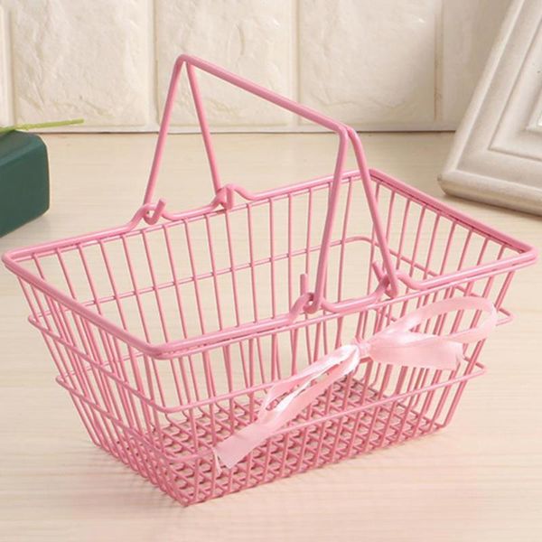 

storage baskets 1pc wire basket bowknot design hollow iron durable metal home decoration