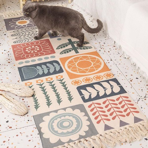 

carpets linen cotton doormat small rugs retro bohemian living room bathroom door mat sofa coffee table floor carpet home decor bath rug
