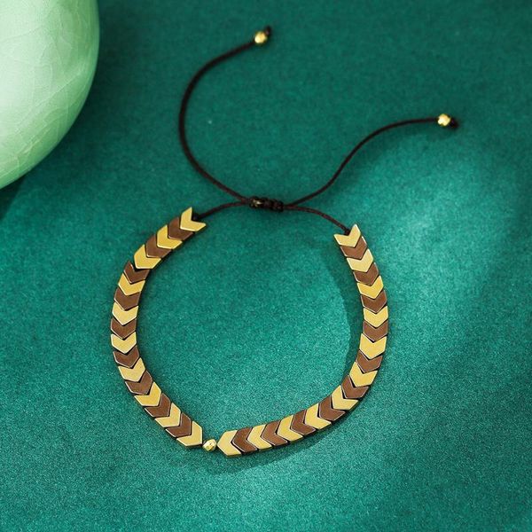 

charm bracelets plumiss arrows shaped hematite bracelet for women men boho healing body balance rope couple jewelry drop, Golden;silver